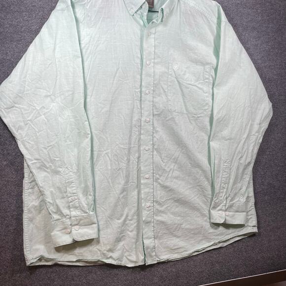 Ariat Solid Slub Classic Dress Shirt Men's XXL Green Button Down Long Sleeve - Picture 3 of 13